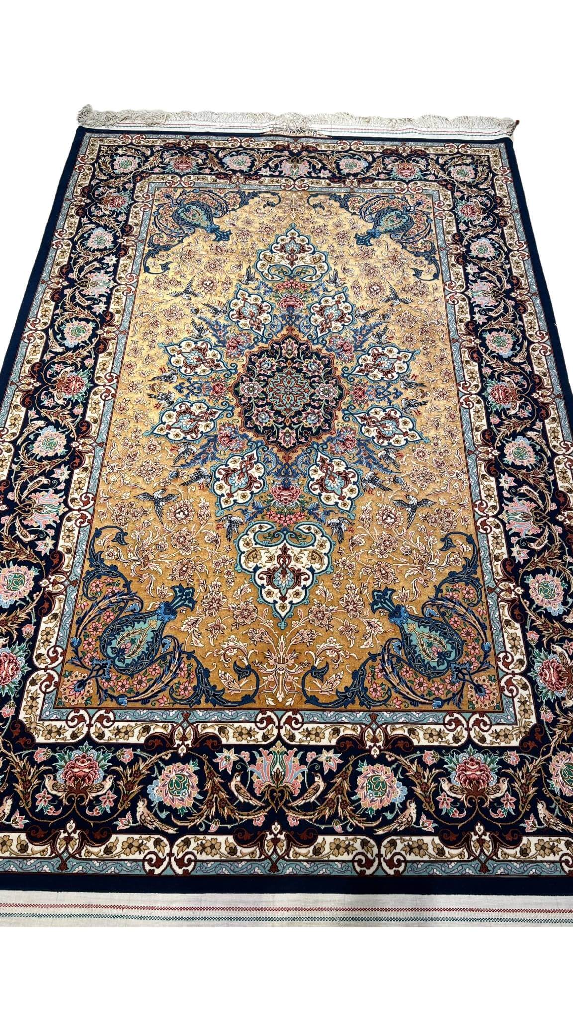 "Luxury Persian rug with silk and wool, created by Akbar Mehdiei"